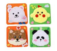 4 PCS Kids Sewing Kit, Cross Stitch Kits for Kids, 4 Animal Patterns Sewing Craft Set with Thread, Needles and Cardboard, Educational DIY Toy for Children, Ideal for Creative Skill Development
