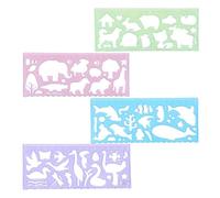 4 Pcs Kids Stencils,Stencils for Kids,Transparent Ruler Animal Tracing Template Set,Reusable Art DIY Project Painting Set,Preschool Children's Painting Tools,Suitable for Baby Baptism,Birthday