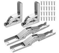 4 Pcs Kitchen Cabinet Hinges, 90 Degree Folding Shelf, Hidden Cupboard Door Hinges, Bracket Table Holder Furniture Hinges for Wooden Box, with Fixing Screws