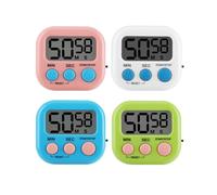 4 PCS Kitchen Timer Magnetic Colorful Digital Timer Loud Alarm Countdown Stopwatch Clock with Stand for Cooking Study Gym Brushing Teeth Kids Classroom Home Use LCD Display (Blue,White,Pink,Green)