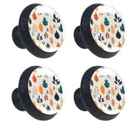 4 PCS Knobs for Dresser Drawers, Autumn Leaves in Beautiful Fall Colors on Beige Background ABS Round Kitchen Cabinet Handles Pulls for Kitchen Cupboard Wardrobe Hardware Bedroom