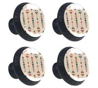 4 PCS Knobs for Dresser Drawers, Simple Ethnic Pattern with Arrows ABS Round Kitchen Cabinet Handles Pulls for Kitchen Cupboard Wardrobe Hardware Bedroom