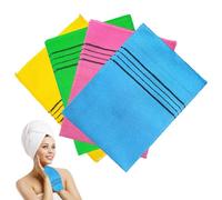 4 Pcs Korean Exfoliating Mitt, Exfoliating Towel, Exfoliating Mitt, Italy Towel for Removing Dead Skin Callus Scrubbing Shower Spa Scrub Mitt Bath Accessories (Green, Yellow, Blue, Rose Red)