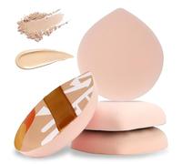 4 PCS Korean Foundation Sponge, Soft Makeup Puff Teardrop Setting Powder Puff Face Makeup Cushion Sponge Beauty Blender Applicators for Concealer Liquid Cream Powder, Beginner Friendly, Medium