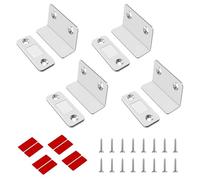 4 PCS L Shape Magnetic Catch, L Shape Door Magnets Cupboard, Ultra Thin Latch for Cabinet Sliding Door Drawer Closure, Adhesive & Screw Mount, No Gap, Stainless Steel, Ideal for Kitchen Wardrobe Home
