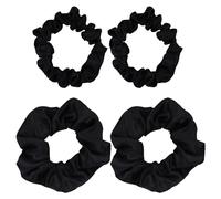 4 pcs Large and Skinny Hair Bands for Woman,Satin Elastic Bands Scrunchies, Non-slip Hair Bobbles,Black Hair Elastics Traceless Anti-Frizz Hair Tie ponytail Holders Girls Kids Adult Use(Big&Small)