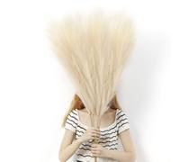 4 PCs Large Artificial Pampas Grass, 45 Inch Beige Fake Pampas Grass Soft Fluffy Dried Flowers Decor for Tall Floor Vases Decoration Rustic Wedding