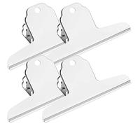 4 Pcs Large Bull Clip Stainless Steel Binder Paper Clamps Metal Hinge Clips for Home Kitchen Office School 12cm
