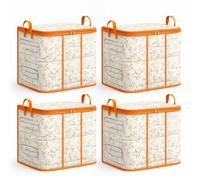 4 Pcs Large Capacity Foldable Storage Bag PVC Storage Bags Clothes Storage Bag with Zipper Closet Organizer, Plastic Storage Containers Moving bags for Comforter, Blanket, Bedding, Duvet, Toys (M)