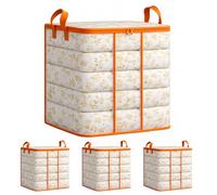 4 Pcs Large Capacity Foldable Storage Bag PVC Storage Bags Clothes Storage Bag with Zipper Closet Organizer, Plastic Storage Containers Moving bags for Comforter, Blanket, Bedding, Duvet, Toys (XXXL)
