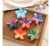 4 pcs Large Floral Hair Claws Multi-Color Romantic Style Accessories Hairstyling Minimalist Sweet Acrylic Flower Claws, Middle Size Shark Clip Beach Hairstyles Simple Colorful Egg Bohemian Claw