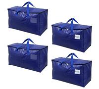 4 Pcs Large Moving Storage Bag with Zips and Handles, Heavy Duty Organizer Tote with Tag Window,Waterproof Moving Bag Packing Supplies for Transporting Organizing Travelling, 69 * 35 * 38cm