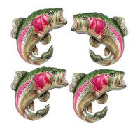 4 Pcs Large Sea Trout Foil Balloons, Realistic Fish Balloons for Ofishally One Birthday Decorations, Gone Fishing Theme Party Supplies, Let's Go Fishing Baby Shower, Fisherman Birthday Decor