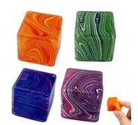 4 Pcs Large Veined Ice Cube Squishies Toy | 5.5cm Stress Cube for Anxiety Relief | Unique Color Swirl Sensory Fidget Toy for Kids & Adults, Soft TPR Squeeze Ball for Focus & Hand Exercise (Single)