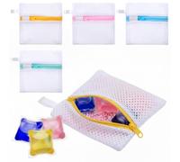 4 PCS Laundry Pod Anti-Sticking Bag, Small Mesh Laundry Bags for Delicates Mini Durable Washing Machine Laundrys Pods Dissolution Protection Foldable Wash Pouch Storage Bag for Pods Scented Beads