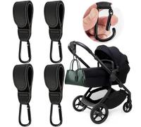 4 Pcs Leather Buggy Clips,Pram Hook Clip,Pram Rocker Clip for Bags，Buggy Bike Rocker Clip,Universal Pram Accessories for Pushchair,Shopping Bag,Backpack