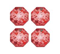 4 Pcs Leather Coasters for Drinks, 4" Drinking Coaster for Tabletop Protection, Love Heart Shape Drink Coasters Set for Kinds of Cups Aesthetic Cup Mat for Home Decor