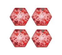 4 Pcs Leather Coasters for Drinks, 4" Drinking Coaster for Tabletop Protection, Love Heart Shape Drink Coasters Set for Kinds of Cups Aesthetic Cup Mat for Home Decor