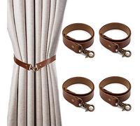 4 pcs Leather Curtain Tie Backs Set,Vintage Style Curtain Tie Backs Curtain Buckle,Outdoor Drape Holder Holdbacks Tiebacks,for Office Living Room Cafe Balcony Curtain Buckle Decorative (Brown)