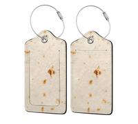 4 PCS Leather Luggage Tags for Suitcases - Pita Tortilla Suitcase Tags Luggage Identifiers for Suitcases, ID Labels Name Travel Bag for Luggage Accessories with Steel Loop
