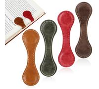 4 Pcs Leather Magnetic Bookmark Retro Magnet Book Page Holder Vintage Book Marker Clip Handmade Double-Sided Reading Accessories for Book Lover Women Bookworm Reader Gift