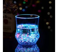 4 PCS LED Cup Light Up Cups Novelty Fun Cocktail Glasses Clubbing Shot Glasses Christmas Cocktail Wine Glasses Acrylic Glass Automatic Water Activated Beer Mug Cup for Party Bar Best Friend Gift
