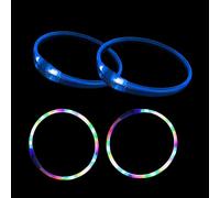 4 PCS LED Dog Collar, USB Rechargeable Flashing Dog Collar for Night Safety, Adjustable, Waterproof, Bright Illuminated Collar for Dogs, One Size Fits All, Colorful+Blue