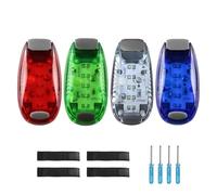 4 PCS LED Safety Lights, Clip On Strobe Lights Kit for Boat Kayak Bike Tail Light Night Running Dog Harness, Reflective Warning Light with 3 Flashing Modes: Steady Flashing Strobe, Waterproof, Multi