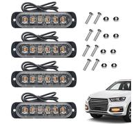 4 Pcs LED Strobe Flashing Lights, Amber Waterproof Hengguang Warning Lights 12V 24V 6 LED Safety Emergency Flashing Light Constant Mode Beacons Warning Light for Vehicle Truck Trailer Caravan Boat