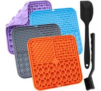 4 Pcs Licky Mats for Dogs Puppy, Lick Mats with Suction Cups for Pet Slow Feeding Bathing and Training, Anxiety Relief Dog Food Mats with Cleaning Tool, Spreader