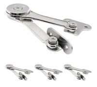 4 Pcs Lid Stay Hinge, 09 Zinc Alloy Lid Support with Cold Rolled Steel Arm, Multi-Angle Adjustable for Kitchen Cabinet Doors, Silver, 6.3 x 4.7 x 0.8 in / 16 x 12 x 2 cm