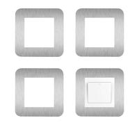 4 Pcs Light Switch Surround Light Switch Cover Plates Silver Self Adhesive Surround Single Light Switch Covers, Square Switch Sticker Covers for Home Wall Switch Socket Decoration 3.38 Inch