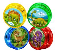 4 PCS Light Up Dinosaur Yoyo Toy for Kids - Reactive Beginner Yo-Yo with String, Smooth Spin Durable YoYo, Glow Fun Toy Gift for Boys Girls