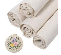 4 Pcs Linen Needlework Fabric 19" Squares Solid Colour Embroidery Fabric Linen Cloth Embroidery Accessories for Cross-Stitch, Clothing Needlework, DIY Decoration (5Mx5M)