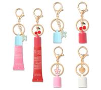 4 PCS Lip Balm Keyring Cap for Summer Fridays 0.5 oz, Portable Lipgloss Keychain Compatible with LANGIGE Lip Balms 0.35 oz, Cute Lip Oil Key Chain Accessories (No Balm Included)
