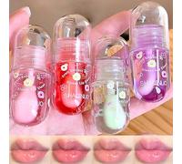 4 Pcs Lip Gloss Oil Set, Fruit Flavored Lip Gloss Set Cute Lip Jelly Hydrating Lip Make-Up for Kids and Teens, Kid Friendly, Party Gift, Non-toxic