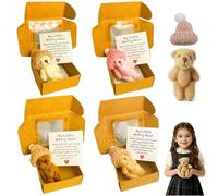 4 PCS Little Pocket Bear Hug, My Little Worry Bear in a Box, Littlel Bear Teddy in a Box Positive Get Well Soon Gifts for kids Friends Women Men, Pocket Worry Bears Key Chain Thinking of You Gifts