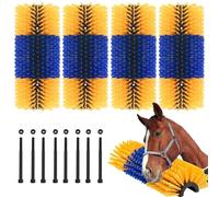 4 Pcs Livestock Scratching Brush - Full Massage Grooming Brush - Horse Cattle Scratcher - Emotionally Soothing - Relieves Itching on Back of Livestock Brushes for Horse, Cattle, Sheep, Pig, Blue-yello