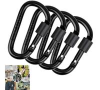 4 Pcs Locking Carabiner, Aluminum Alloy D-Ring Locking Carabiner Key Chain Clip Hook for Outdoor, Camping, Hiking, Traveling, Fishing, Backpack