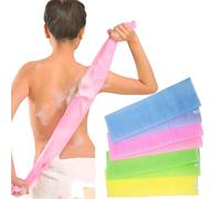 4 Pcs Long Exfoliating Nylon Bath Towel, 11.8 x 35.4inch Multicolour Nylon Exfoliating Cloth Nylon Scrub Bath Towel, Body Scrub Back Shower Cleaning Sponges Wash Cloth Towel Body