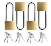 4 Pcs Long Shackle Padlock with Keys, Heavy Duty Padlocks with Keys Outdoor, for Shed Gym Locker Locks, Fence Garage Gate Pad Locks Outside Indoor,Suitcase Lock Padlock Set