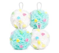 4 Pcs Loofah Sponge Shower Puff, Soft Mesh Bath Sponge for Women and Men, Shower Puff Exfoliating Sponge, Body Scrubber Sponges Bath for Rich Lather (White+Green)