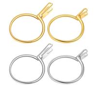 4 Pcs Loose Stone Holder Ring Set, Wedding Ring Try-On Tool with Adjustable Prong Claw for 2 Sizes, Gold & Silver Gemstone Display Stand for Naked Diamonds, Jewellery Making & Proposal