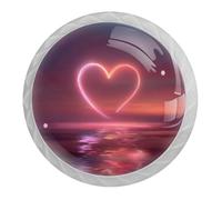 4 Pcs Love at Sea Cabinet Knobs, 35mm Round White Drawer Knobs, Door Kitchen Hardware Cupboard Knob, Stainless Steel Single Hole Handle with Screws for Home Decorating, Cupboard, Wardrobe