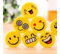 4 PCS Lovely Smiling Face Rubber Pencil Eraser for Student Random