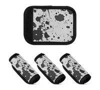 4 Pcs Luggage Handle Wraps Black and White Watercolor Ink Spots Unique Baggage Identifier for Suitcase, Black and white watercolor ink spots, 1 sizex4