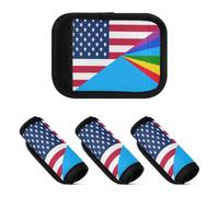 4 Pcs Luggage Handle Wraps Flag Of The United States and Light Dispersion Peace Wide Luggage Grips Tags for Suitcases