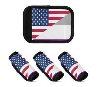 4 Pcs Luggage Handle Wraps Flag Of The United States Asexual Pride Protective Luggage Identifier for Suitcases