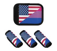 4 Pcs Luggage Handle Wraps Flag Of The United States Bisexual Pride Comfortable Suitcase Handle Wraps for Travel Case