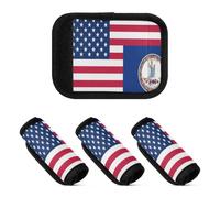 4 Pcs Luggage Handle Wraps Flag Of The United States Virginia Stretchy Wraps Luggage Tags for Handbag